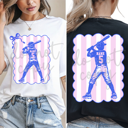 Custom Coquette Baseball or Softball Player Top — Front & Back — design example 2