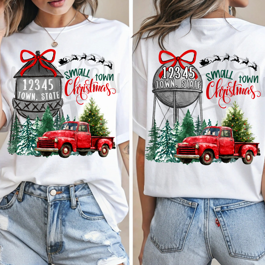 Custom Small Town Christmas Water Tower Top — design example 1