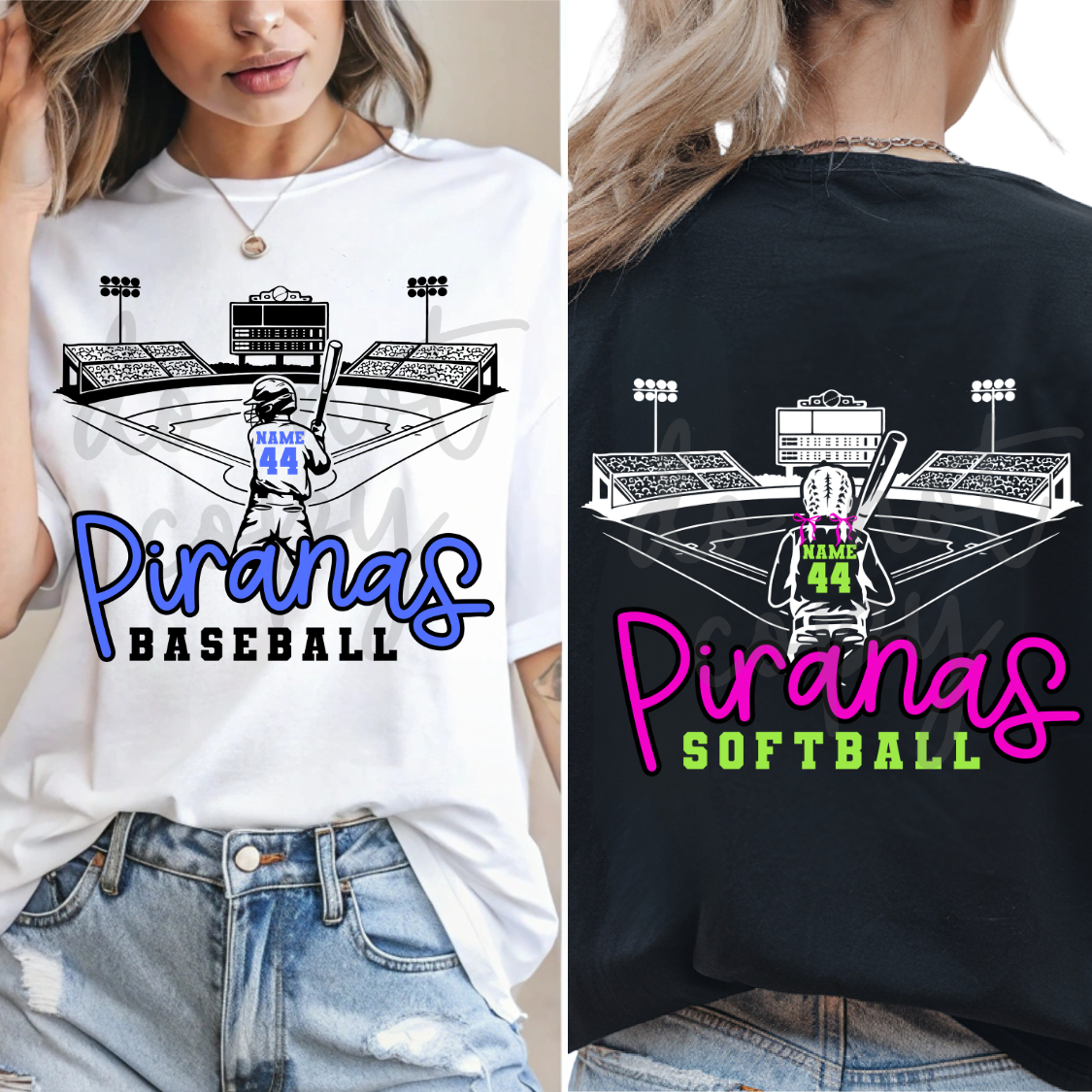 Custom Baseball or Softball Stadium Player Top — Front & Back — design example 1