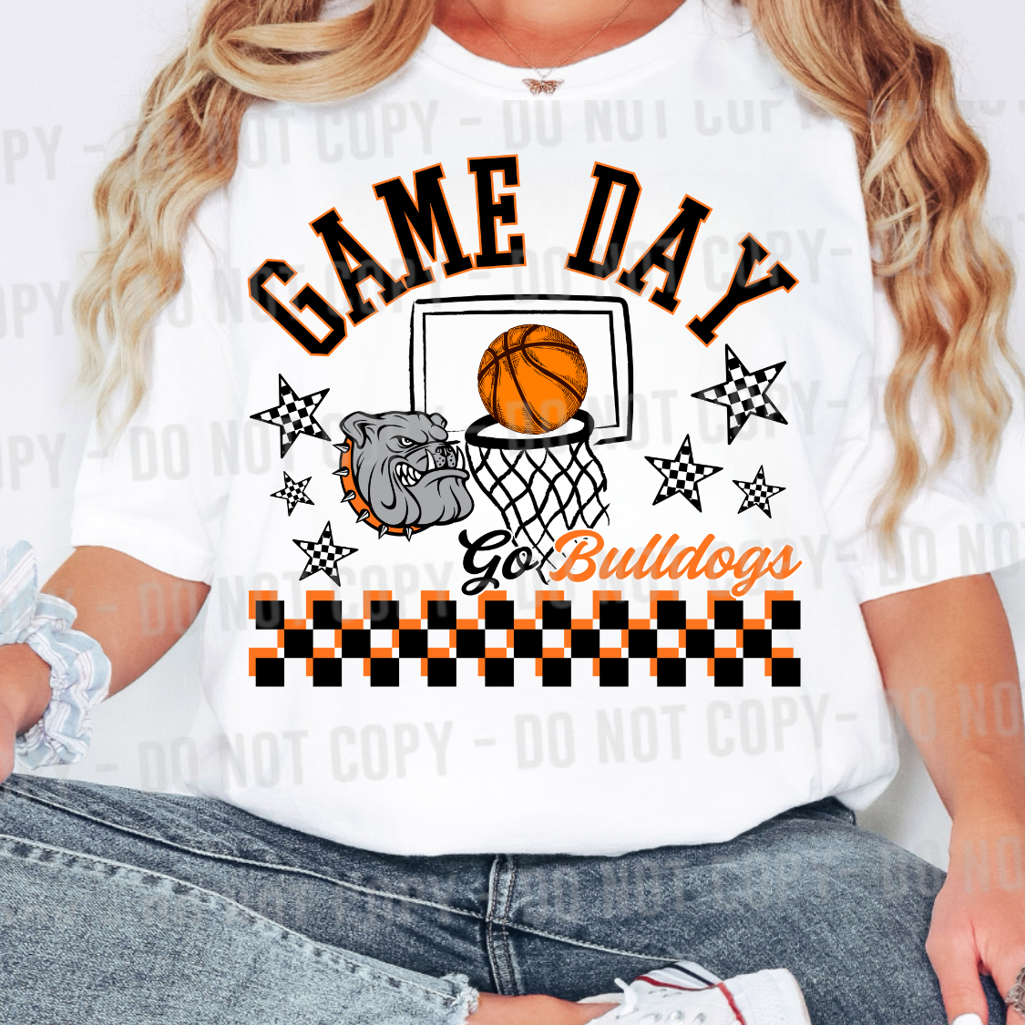 Custom Basketball Game Day Top mockup showing the pictured apparel design.