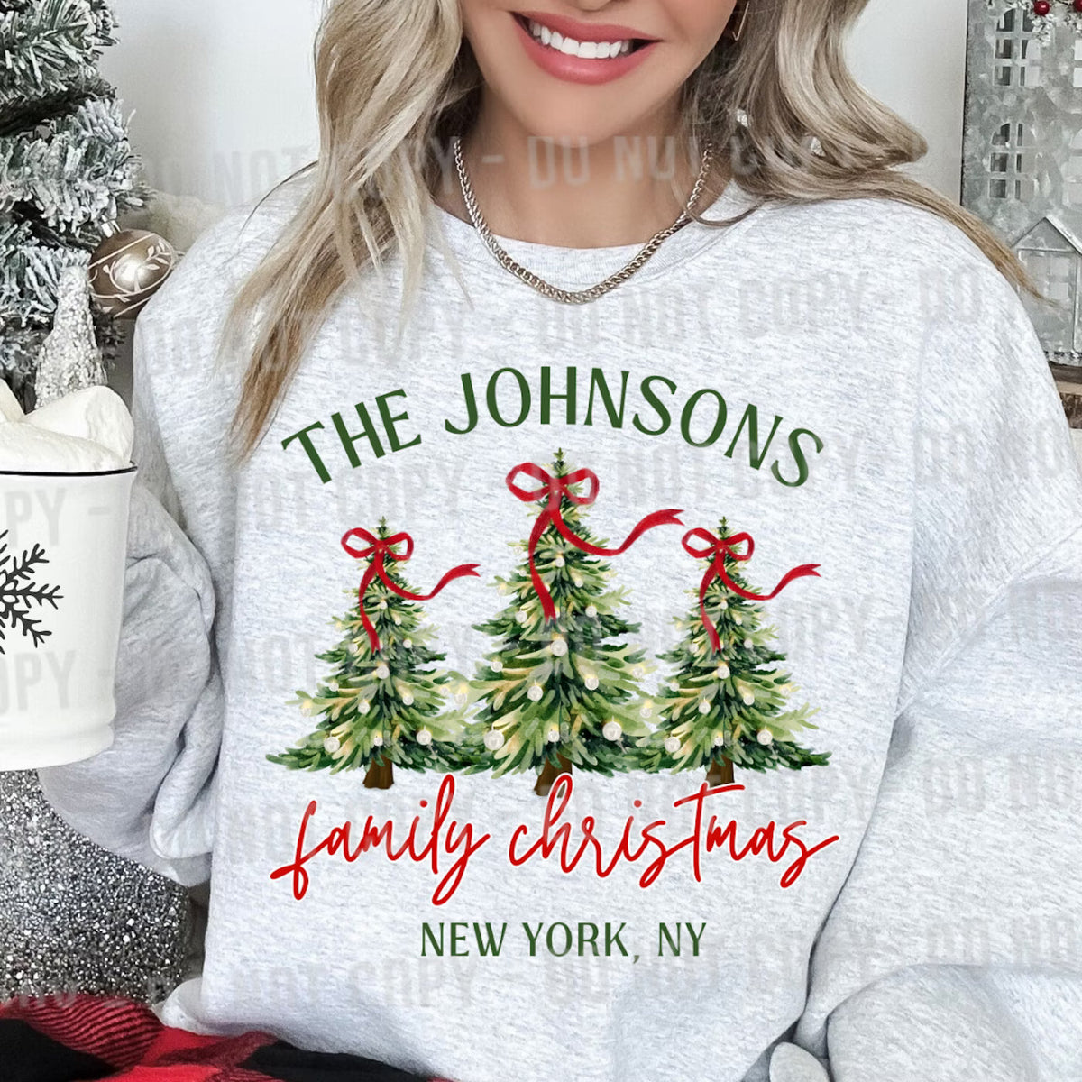 Custom 3 Trees Family Christmas Top — design example 1