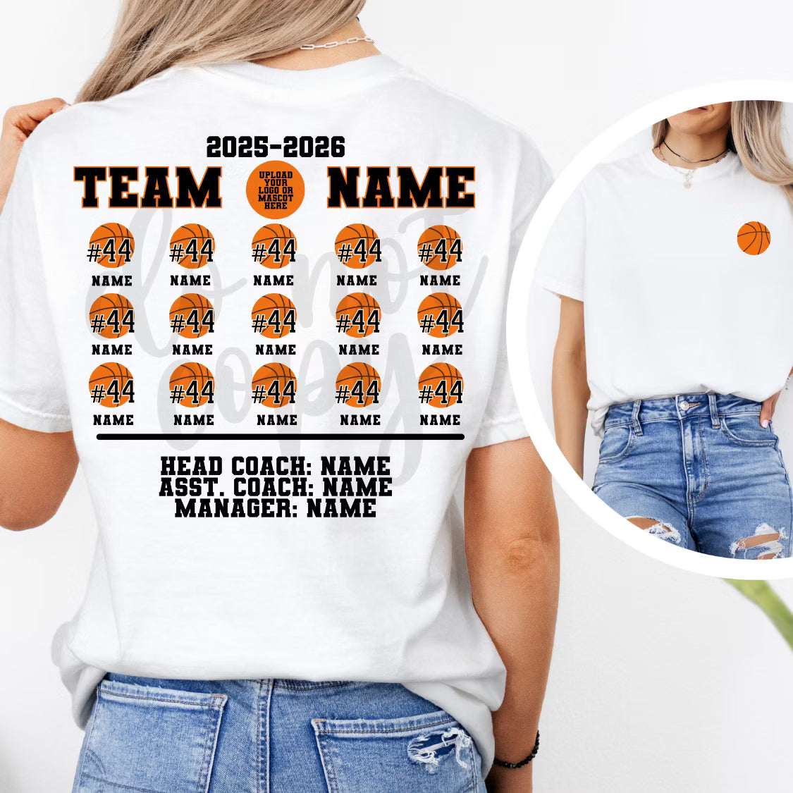 Custom Basketball Team Roster Top — Front & Back — design example 1
