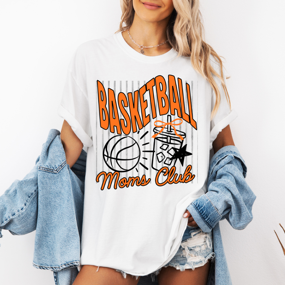 Custom Basketball Moms Club Top apparel mockup showing the front design.