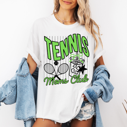 Custom Tennis Moms Club Top apparel mockup showing the front design.
