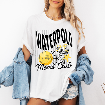 Custom Water Polo Moms Club Top apparel mockup showing the front design.