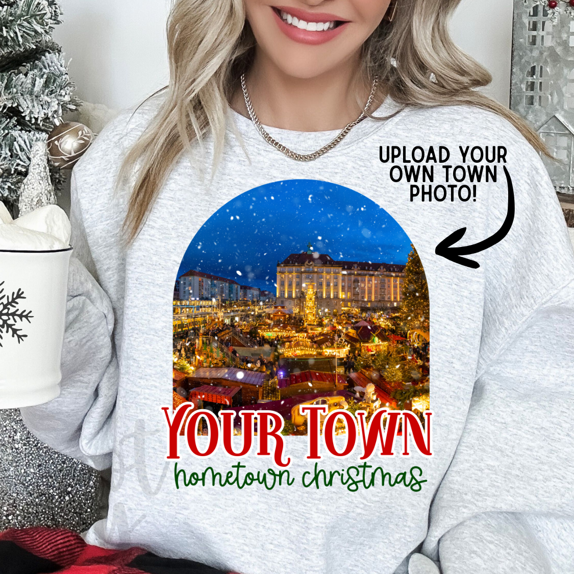 Custom Hometown Christmas Photo Frame Top — design example 1