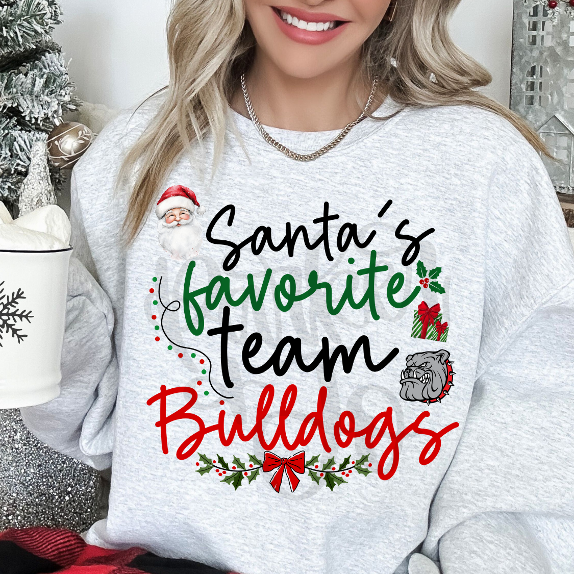 Custom Santa'S Favorite Team Mascot Top — design example 1