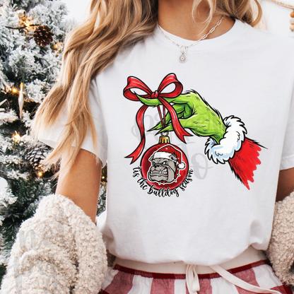 Custom Green Hand Mascot Tis The Season Top — design example 1