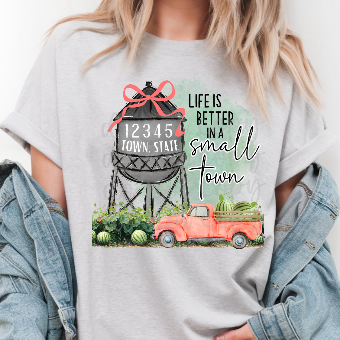 Custom Small Town Watermelon Top — design example 1