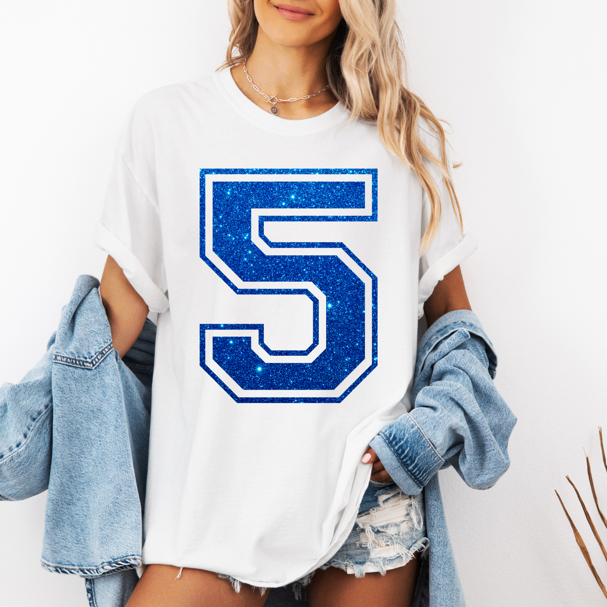 Custom Oversized Faux Glitter Number Top — design example 2
