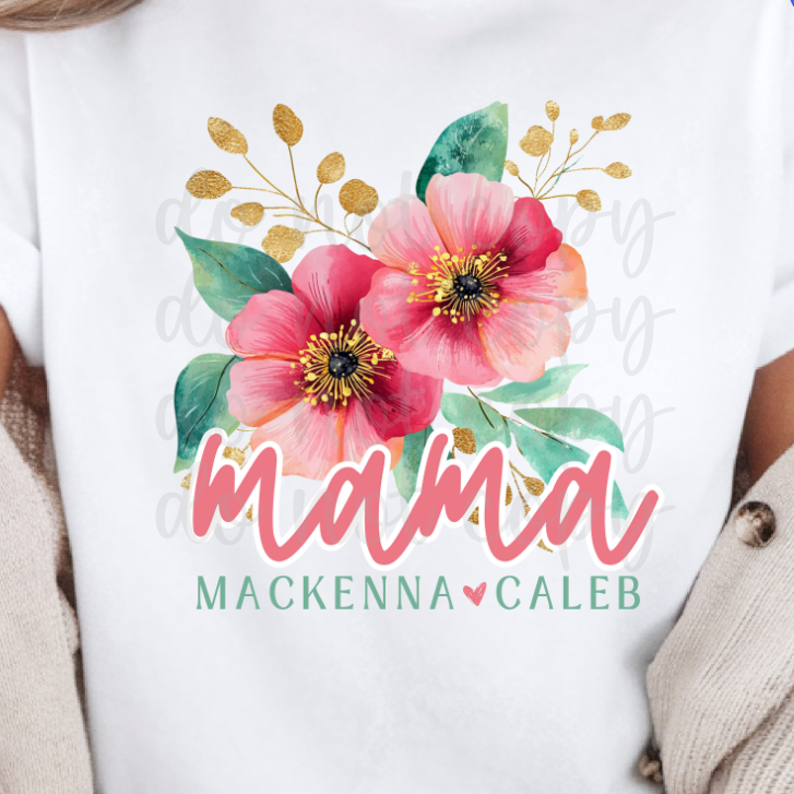 Custom Watercolor Floral Mama Top — design example 1