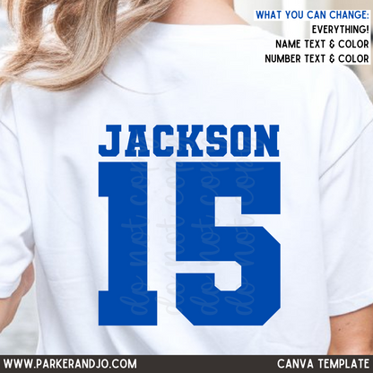 Custom Varisty Name And Number Top — design example 1