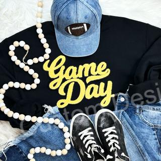 Game Day Chenille Patch Top (No Specific Sport)-YELLOW