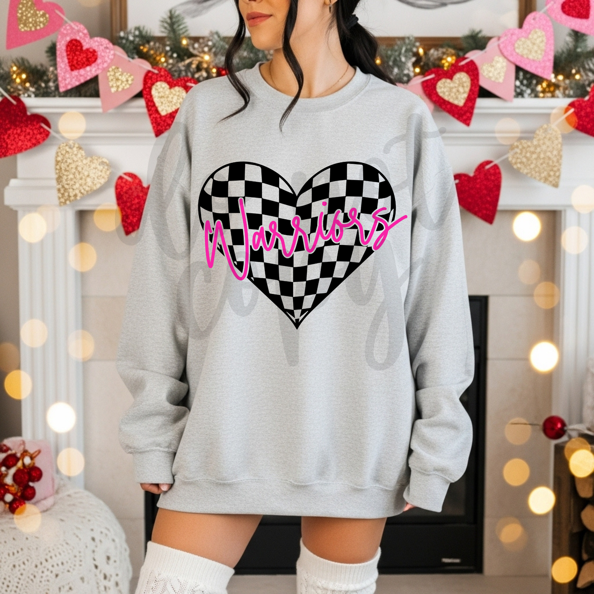 Custom Checkered Heart Mascot Top — design example 1