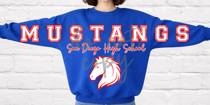 Custom Big Front Across The Front  School Mascot Varsity Top — design example 1