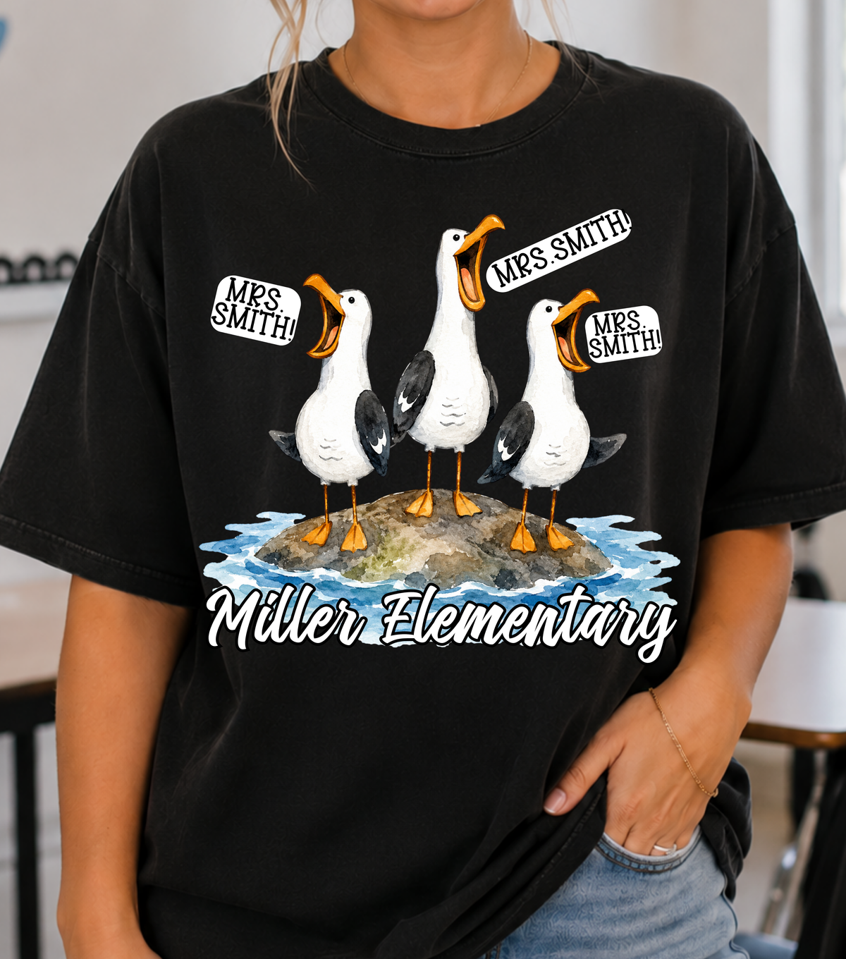 Custom Seagull Teacher Top — design example 1