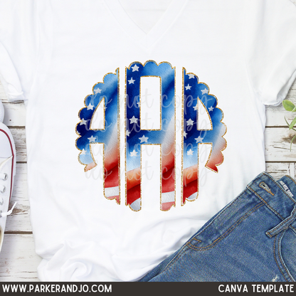 Custom Star Spangled Monogram Top — design example 1