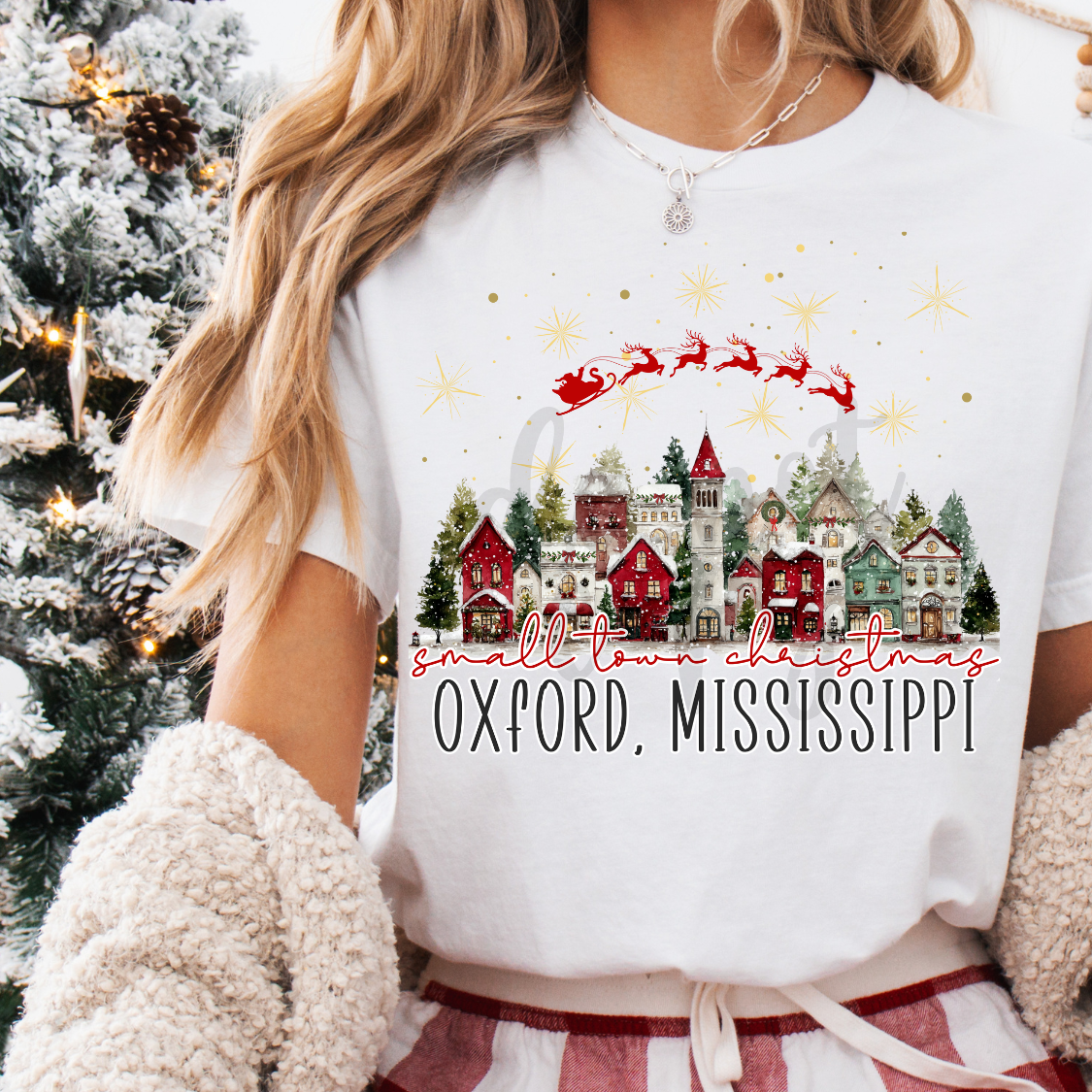 Custom Small Town Christmas Top — design example 1