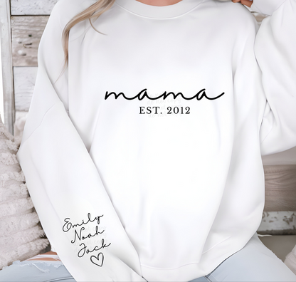 Custom Simple Mama Heart Sleeve Names Top — design example 1
