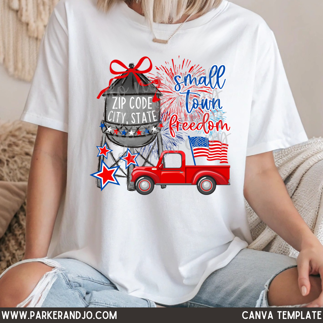 Custom Small Town Freedom  Zip Code, City, State Top — design example 1