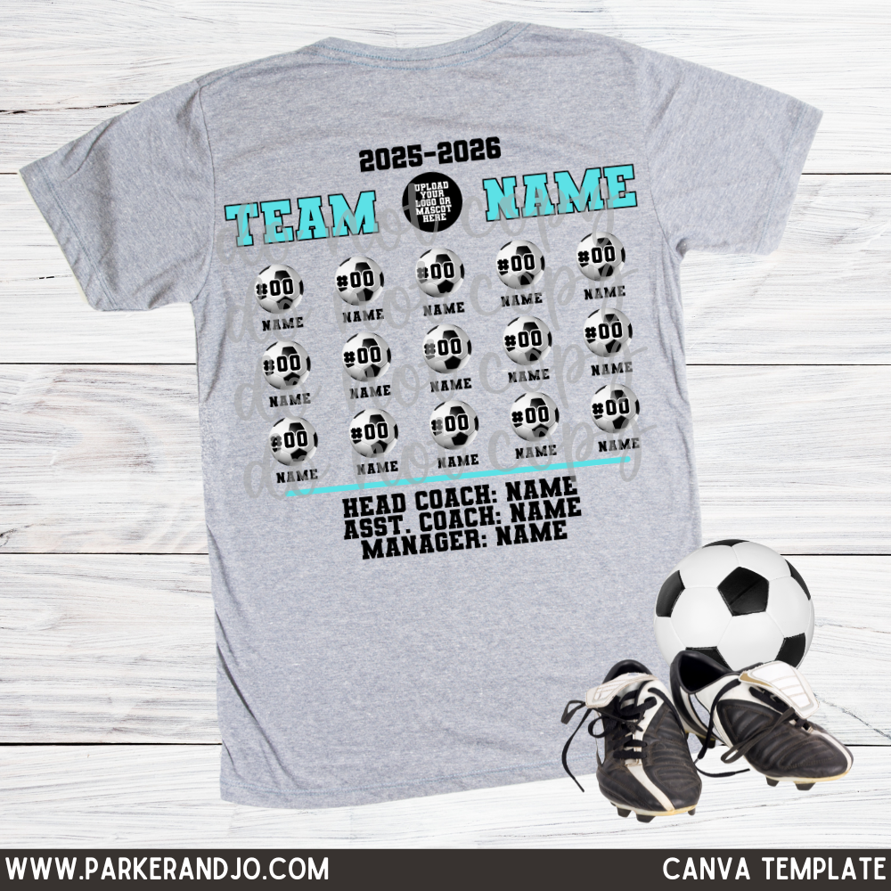 Custom Soccer Team Top mockup showing the pictured apparel design.