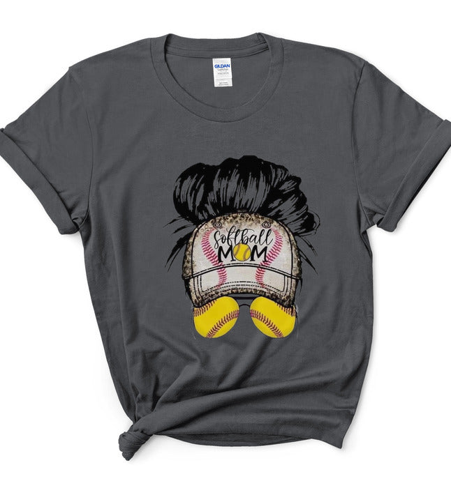 Softball Messy Bun T-Shirts