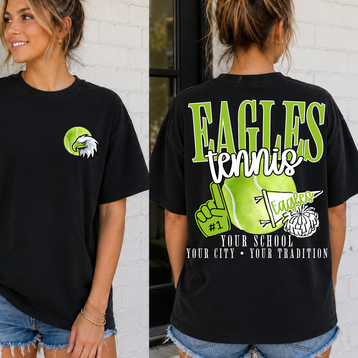 Custom Tennis School Spirit Mascot Top — design example 1