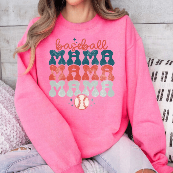 Bubble Letter Baseball MAMA Top