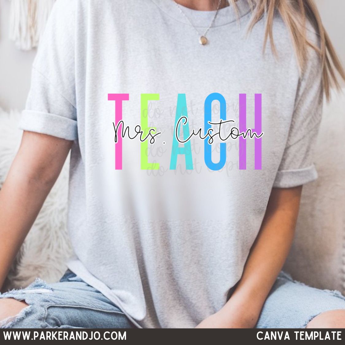 Custom Colorful Teach  Name Top — design example 1