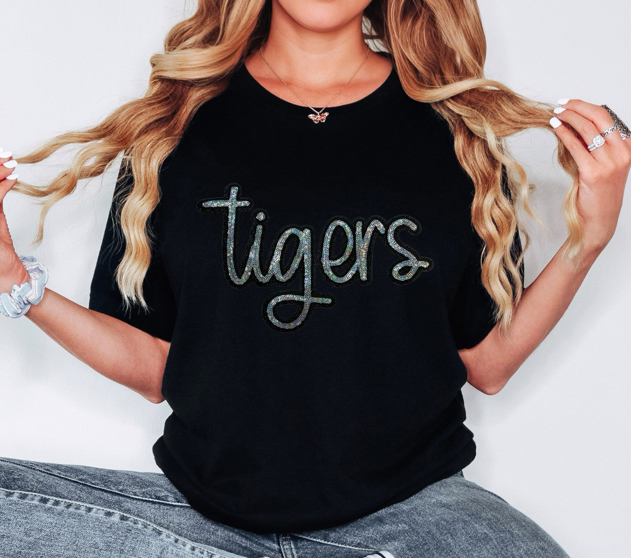 Tigers Mascot Real Sequin Patch Top