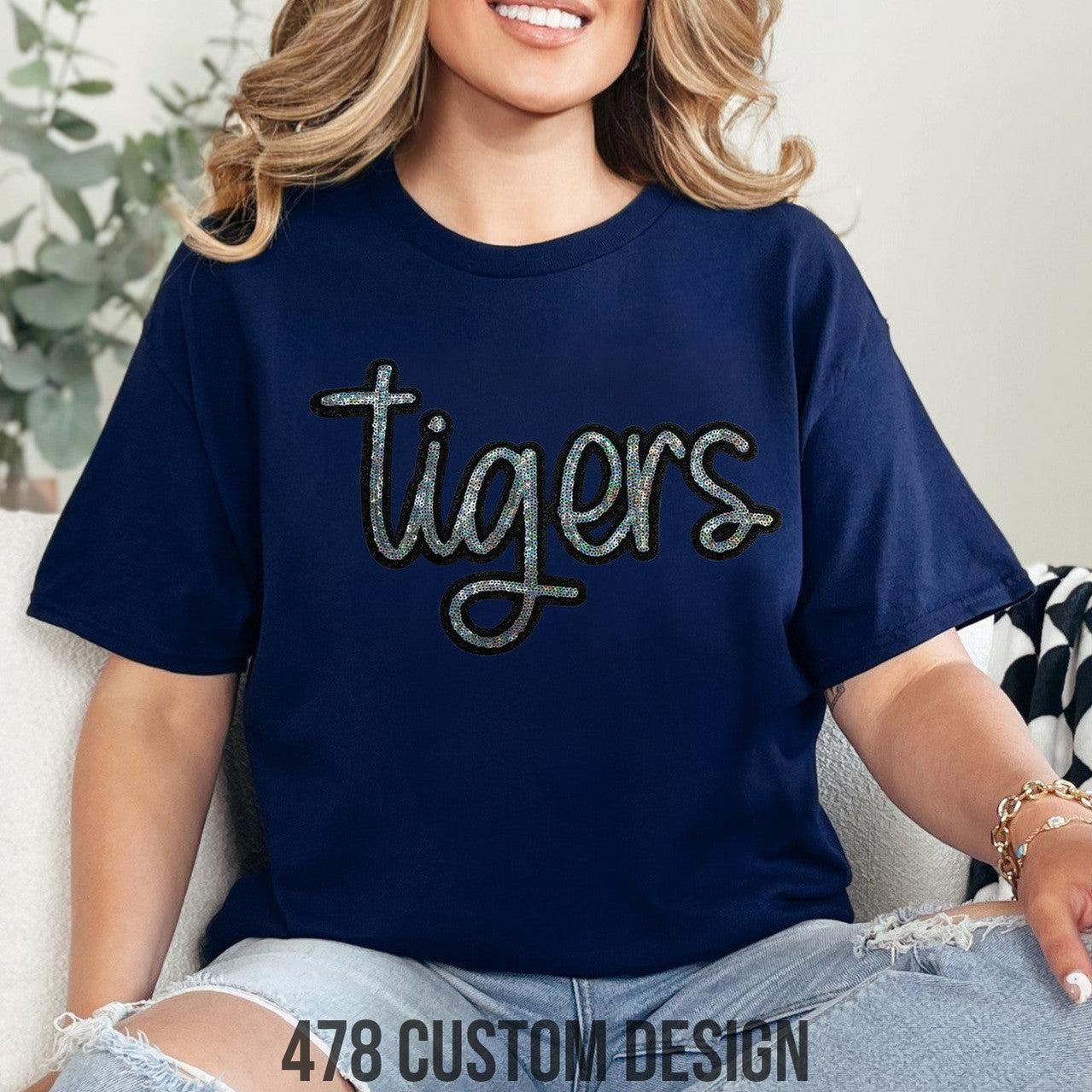 Tigers Mascot Real Sequin Patch Top