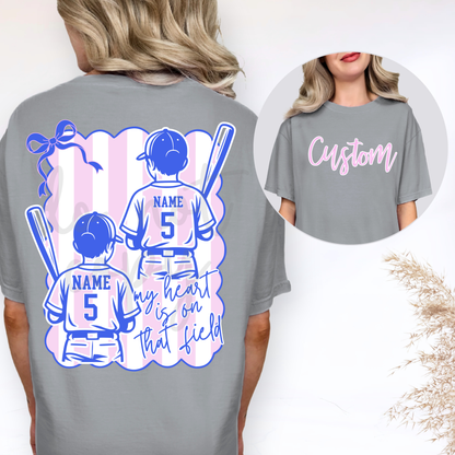 Custom Coquette Baseball or Softball Player Top — Front & Back — design example 5