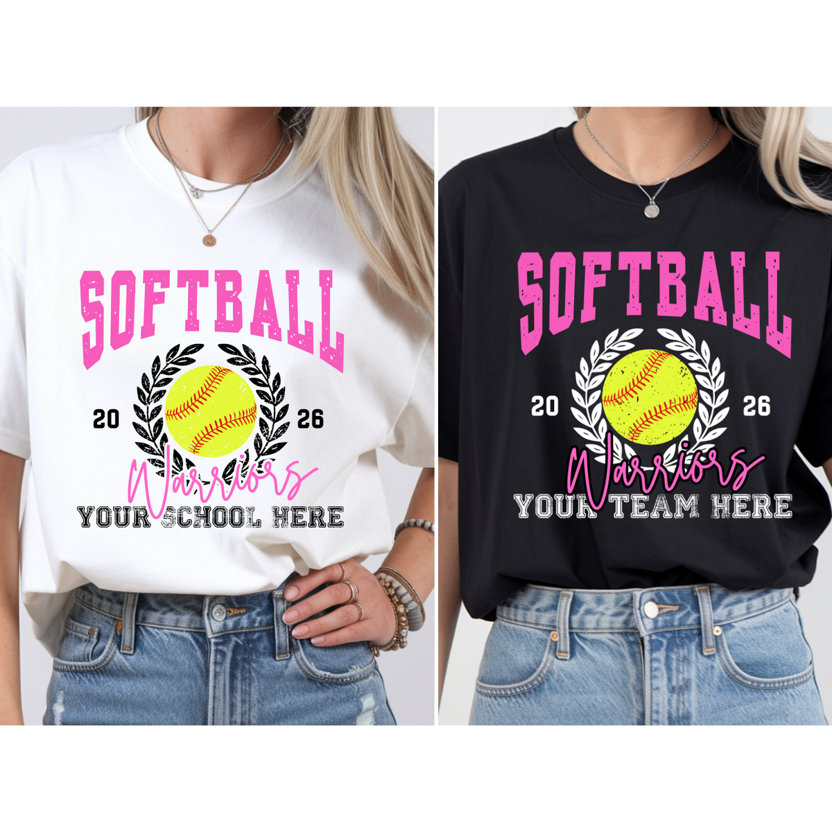 Custom Softball Wreath Top mockup showing the pictured apparel design.