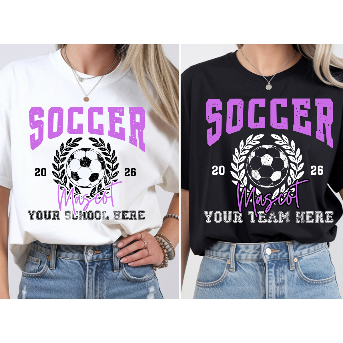Custom Soccer Wreath Top mockup showing the pictured apparel design.