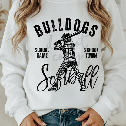 Custom Vintage Softball Team Top mockup showing the pictured apparel design.