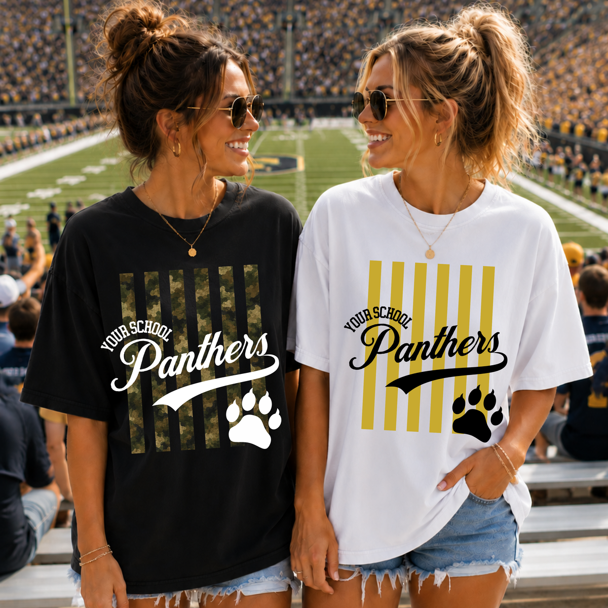 Custom Camo Stripes School Spirit Top — design example 1