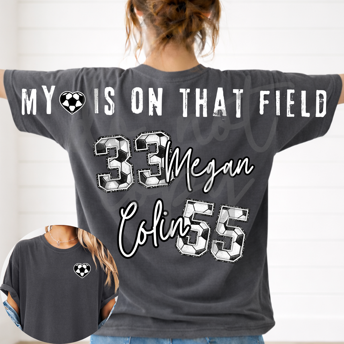 Custom My Heart Is On That Field Long Soccer Top mockup showing the pictured apparel design.