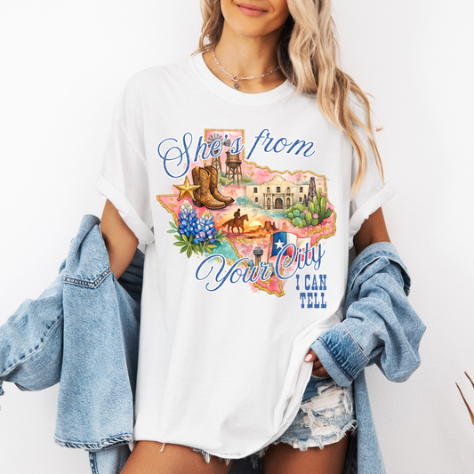 Custom Texas She’s From Your City Top — design example 1