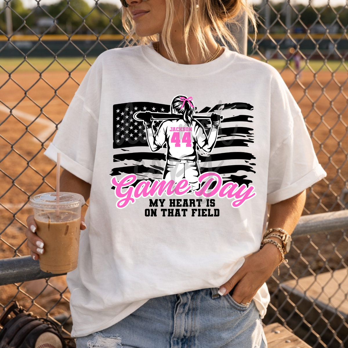 Custom Baseball or Softball Game Day Flag Player Top — design example 2