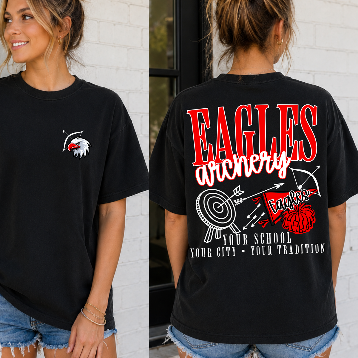 Custom Archery School Spirit Mascot Top — design example 1
