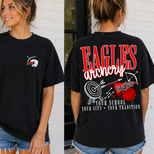Custom Archery School Spirit Mascot Top — design example 1