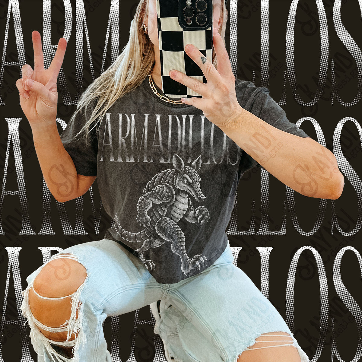 Halftone Armadillos Top design mockup