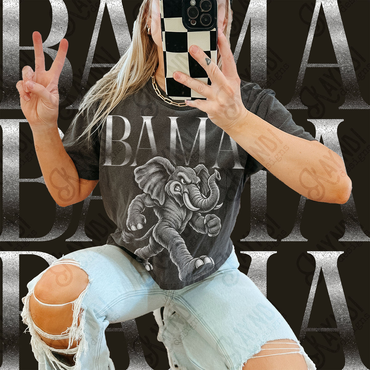 Halftone Bama Top design mockup