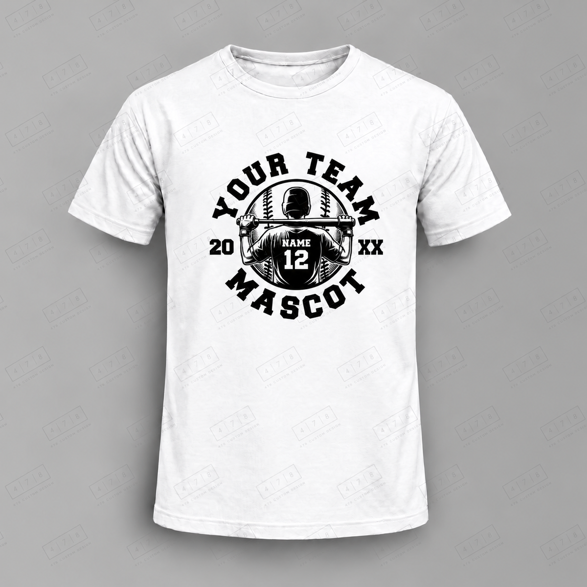 Custom Batter Back Baseball Circle Top apparel mockup with 478 Custom Design watermark