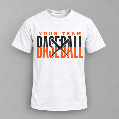 Custom Split Color Crossed Bats Baseball Top mockup with 478 Custom Design watermark