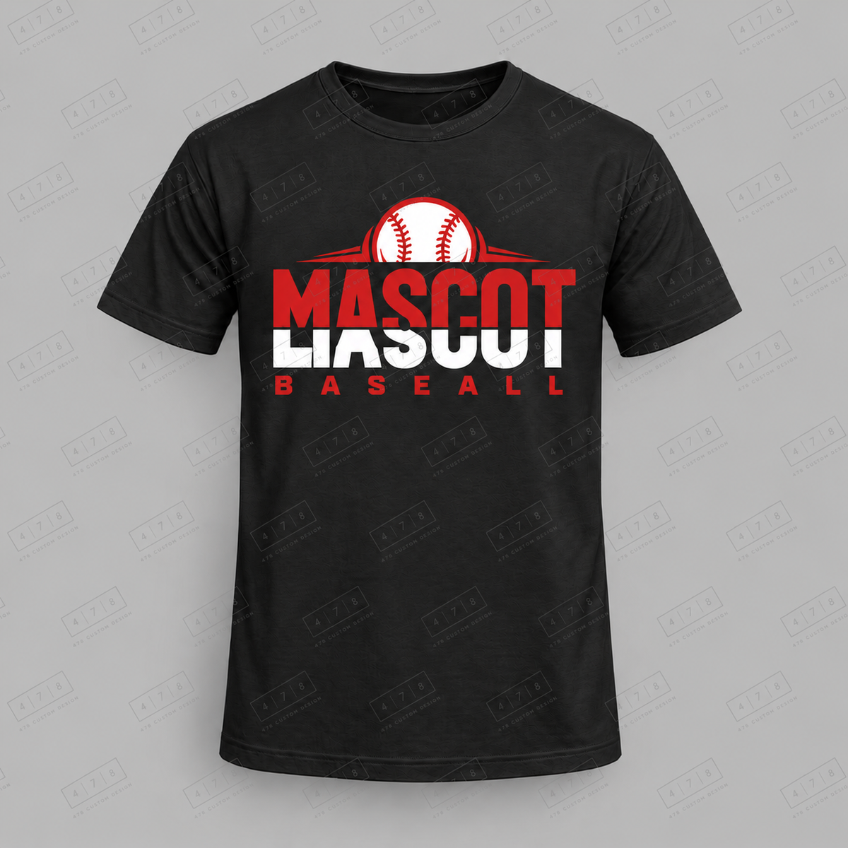 Custom Split Mascot Baseball Top mockup with 478 Custom Design watermark
