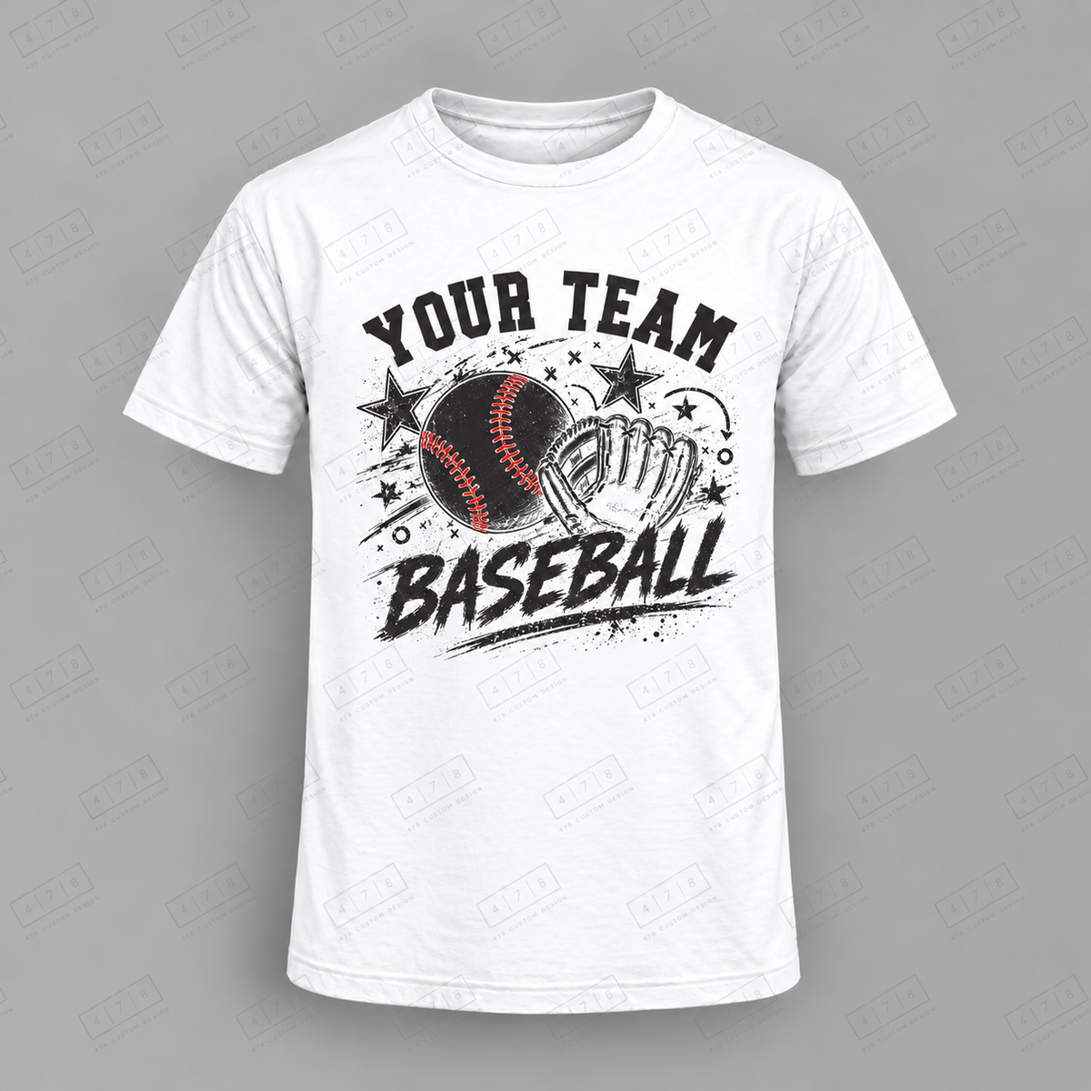 Custom Vintage Glove Stars Baseball Top apparel mockup with 478 Custom Design watermark
