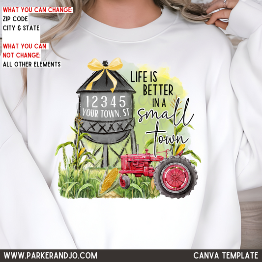 Custom Small Town Red Tractor Corn Field Top — design example 1