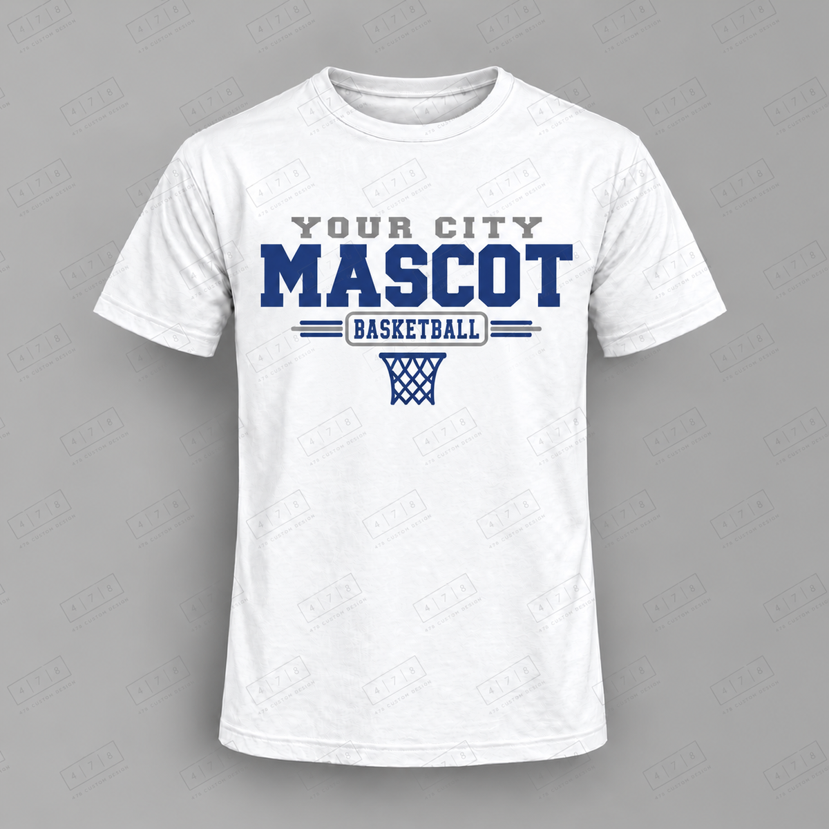 Custom Hoop Stripe Basketball Top white shirt mockup with 478 Custom Design watermark