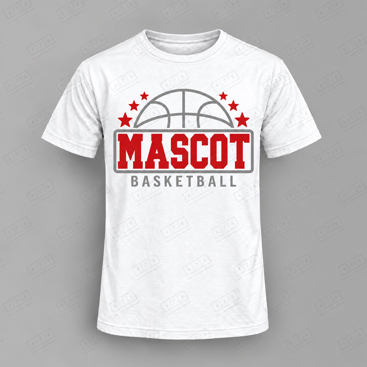 Custom Star Half Ball Basketball Top white shirt mockup with 478 Custom Design watermark